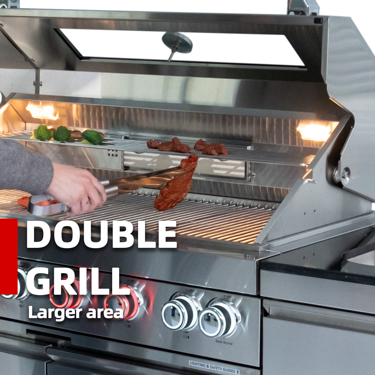 Stainless Steel 6-Burner Outdoor Kitchen Grill with Rotisserie - Granite