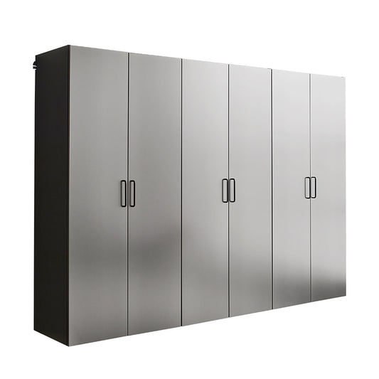 Metallic Gray Garage Cabinet Set with Soft-Close Drawers - 94.5" Wide