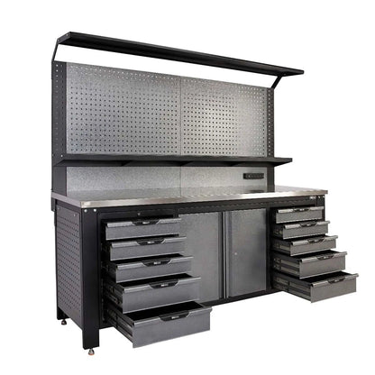 7' Extreme Duty Steel Garage Workbench w/Pegboards