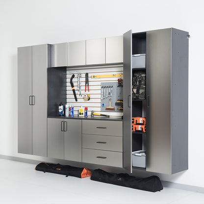 Astro Series Garage Cabinet Set with Soft Closing Drawers - Metallic Gray
