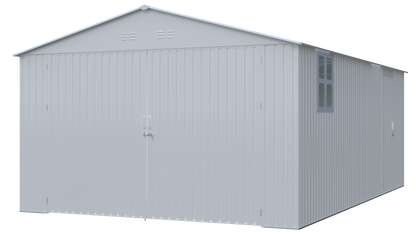 Outdoor Storage Shed 20x13 FT - Metal Garden Utility Shed with Ventilation - Silver
