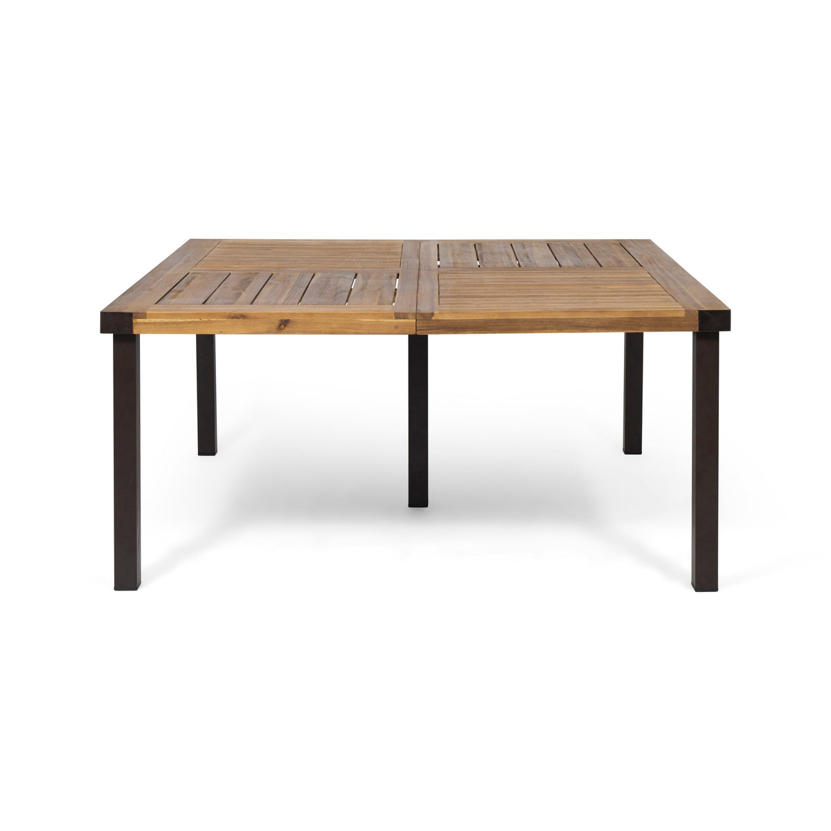9-Piece Outdoor Patio Dining Set, 64" Square Acacia Wood Table with 8 Armchairs, Teak