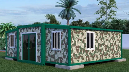 Duo Mod – 20' Hunting Cabin Tiny Home | 2 Bedroom | Full Bath, Kitchen, Dinette & Living Room | 385 SF Tiny Home Rustic Camouflage Design Perfect for Outdoor Enthusiasts